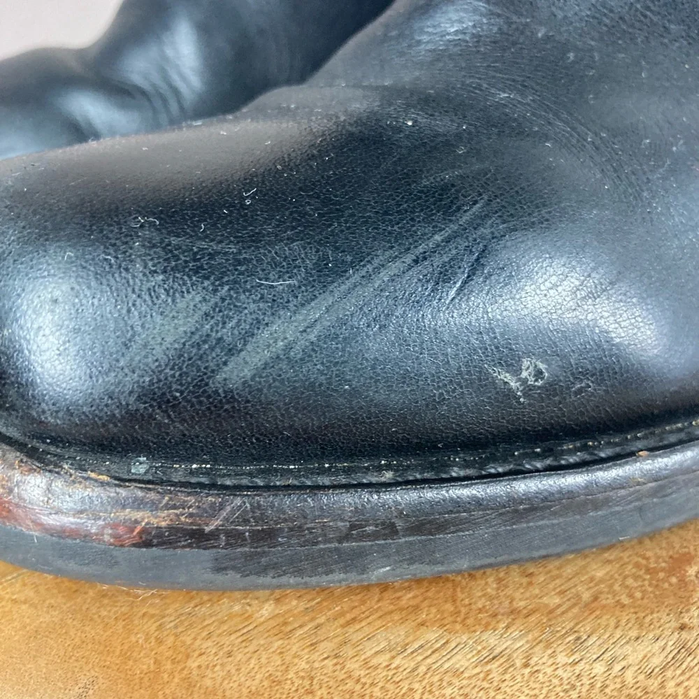 Vintage Frye Square Toe Black Leather Boots - Size 9 1/2